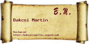 Bakcsi Martin névjegykártya